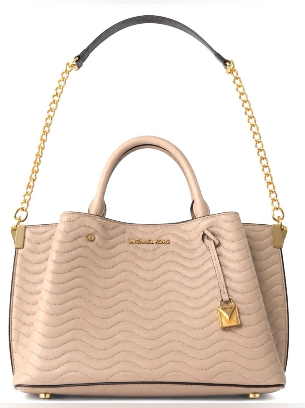 Michael Kors Quilted Leather Satchel with Gold Hardware